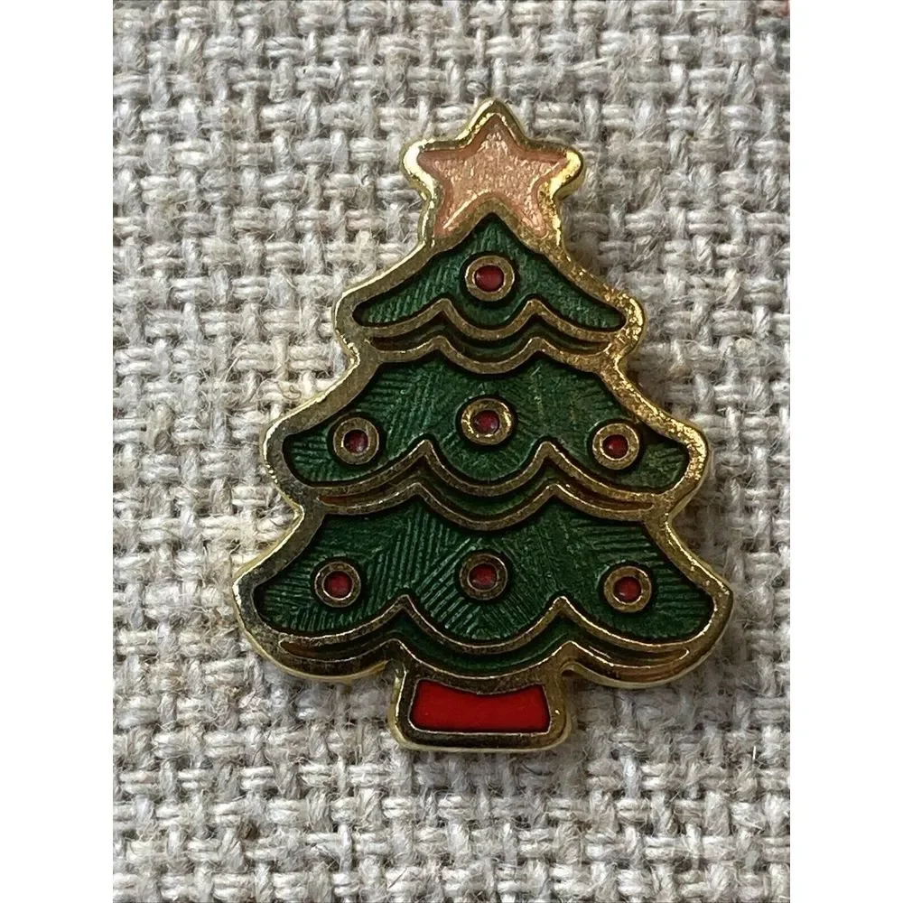 HALLMARK Cards 1983 Christmas Tree Pin‎ Gold Tone Winter Holiday Lapel Hat